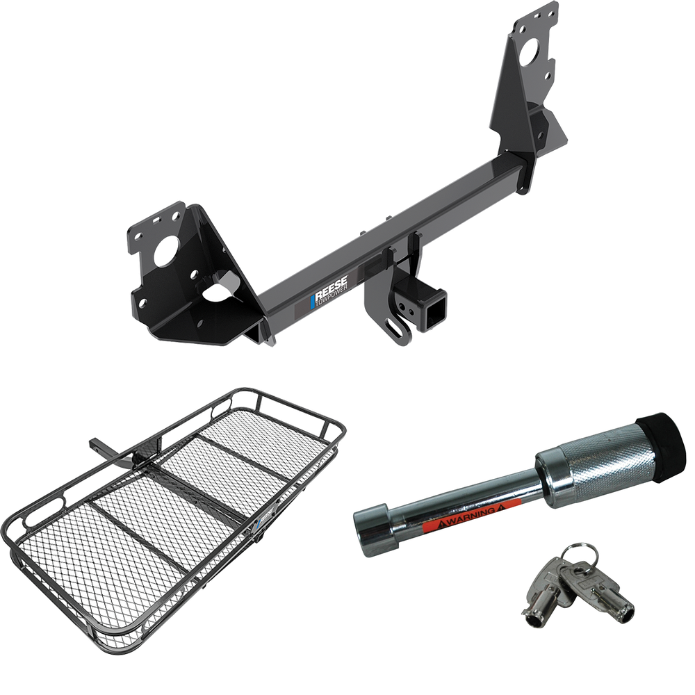 Fits 2017-2023 Audi Q7 Trailer Hitch Tow PKG w/ 60" x 24" Cargo Carrier + Hitch Lock By Reese Towpower