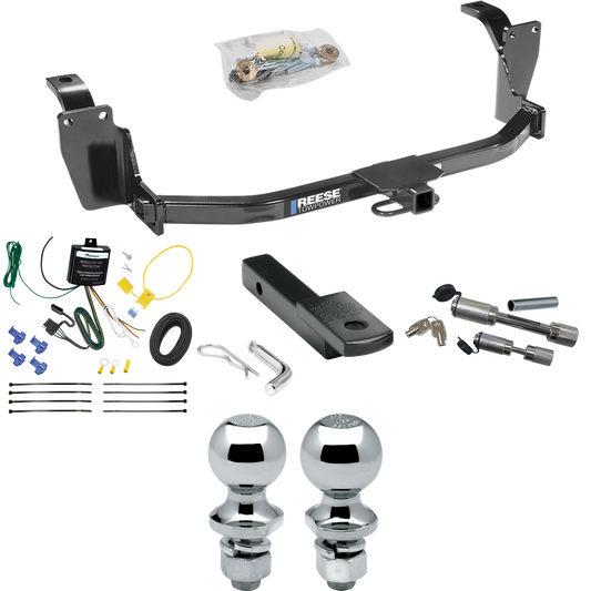 Fits 2013-2015 Honda Crosstour Trailer Hitch Tow PKG w/ 4-Flat Wiring Harness + Draw-Bar + 1-7/8" + 2" Ball + Dual Hitch & Coupler Locks By Reese Towpower