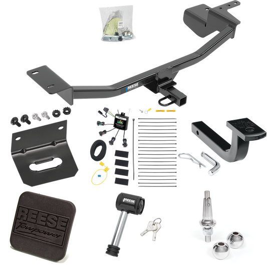 Fits 2010-2014 Volkswagen GTI Trailer Hitch Tow PKG w/ 4-Flat Zero Contact "No Splice" Wiring Harness + Draw-Bar + Interchangeable 1-7/8" & 2" Balls + Wiring Bracket + Hitch Cover + Hitch Lock (For Hatchback Models) By Reese Towpower