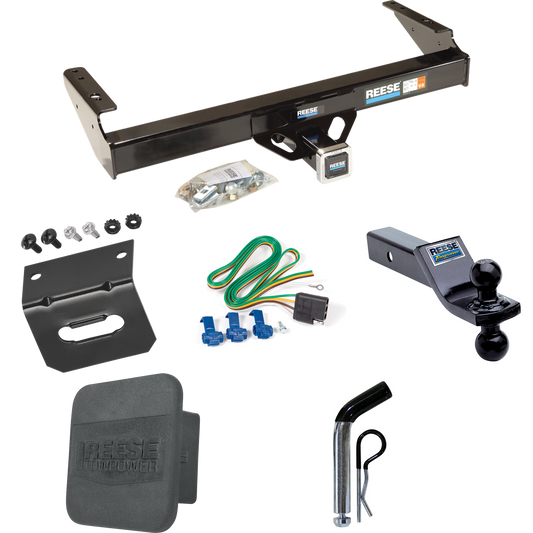 Fits 1975-1979 Ford F-150 Trailer Hitch Tow PKG w/ 4-Flat Wiring + Dual Ball Ball Mount 1-7/8" & 2" Trailer Balls + Pin/Clip + Wiring Bracket + Hitch Cover By Reese Towpower