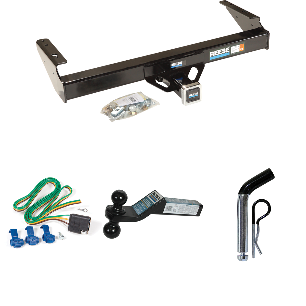 Fits 1986-1993 Dodge D350 Trailer Hitch Tow PKG w/ 4-Flat Wiring + Dual Ball Ball Mount 2" & 2-5/16" Trailer Balls + Pin/Clip By Reese Towpower