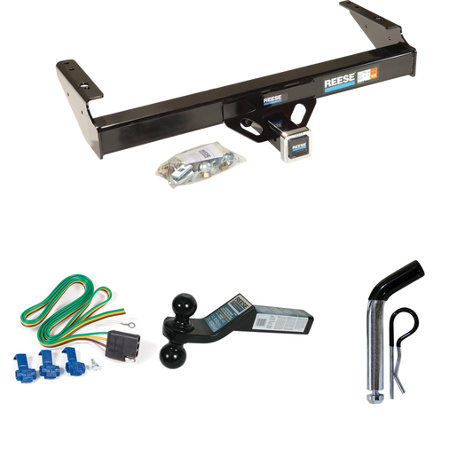 Fits 1986-1993 Dodge D350 Trailer Hitch Tow PKG w/ 4-Flat Wiring + Dual Ball Ball Mount 2" & 2-5/16" Trailer Balls + Pin/Clip By Reese Towpower