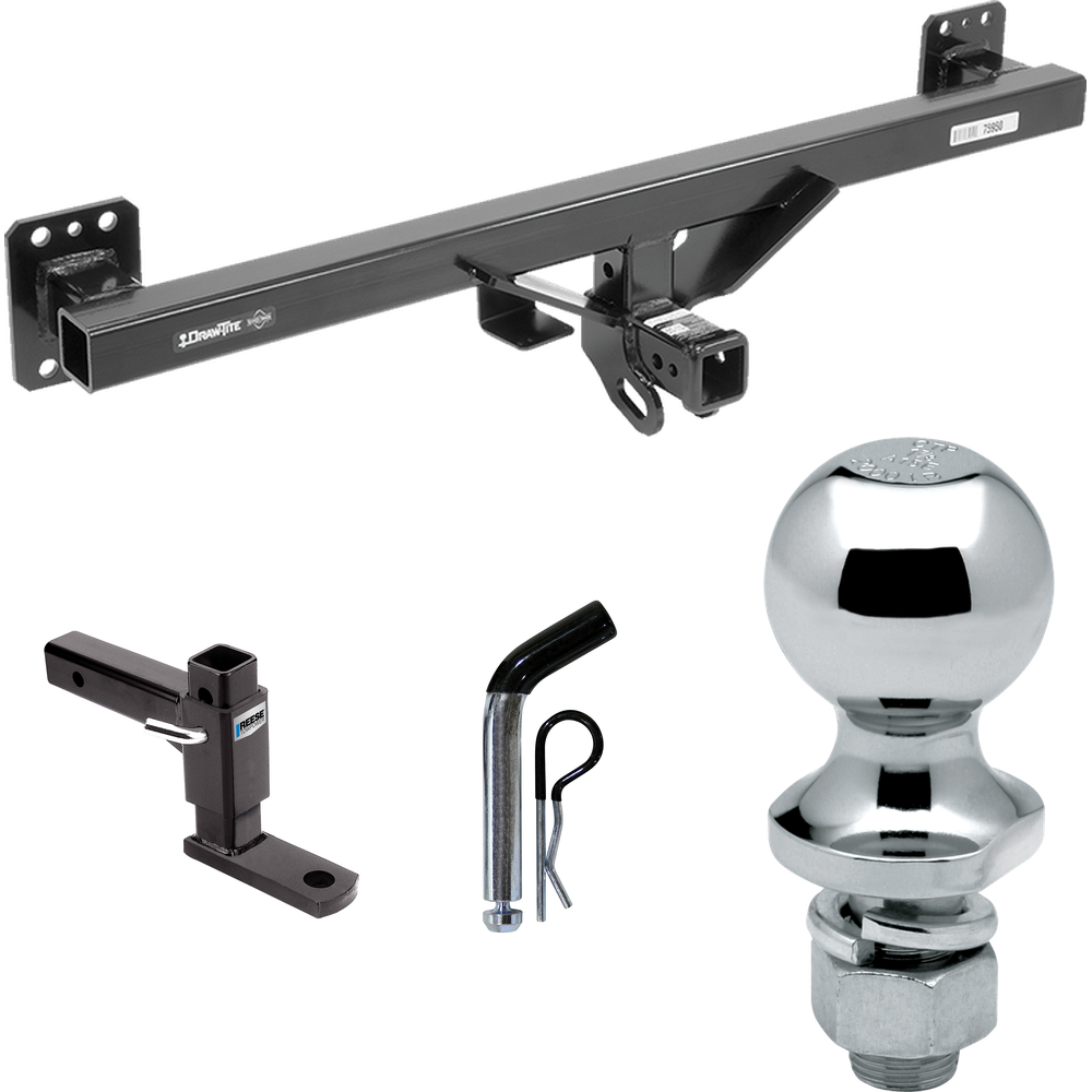 Fits 2007-2016 Audi Q7 Trailer Hitch Tow PKG w/ Adjustable Drop Rise Ball Mount + Pin/Clip + 1-7/8" Ball By Draw-Tite