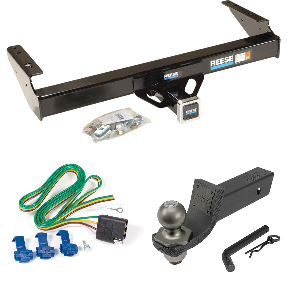 Fits 1986-1993 Dodge D250 Trailer Hitch Tow PKG w/ 4-Flat Wiring + Interlock Tactical Starter Kit w/ 2" Drop & 2" Ball By Reese Towpower