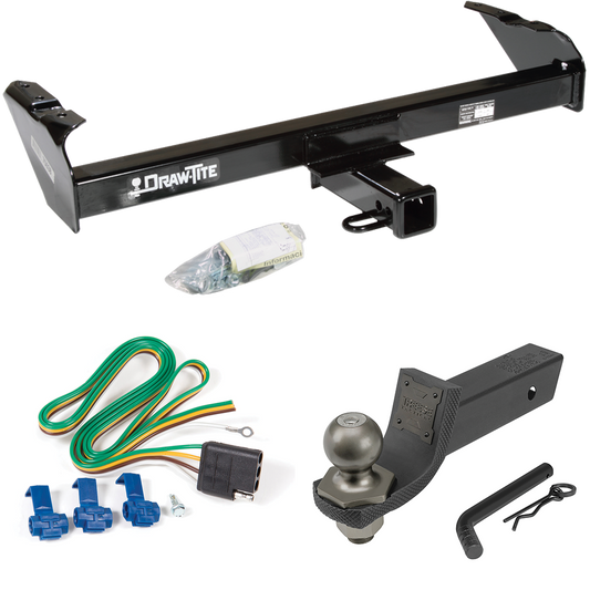 Fits 1980-1986 Ford F-350 Trailer Hitch Tow PKG w/ 4-Flat Wiring + Interlock Tactical Starter Kit w/ 2" Drop & 2" Ball (Excludes: w/Custom Fascia Models) By Draw-Tite