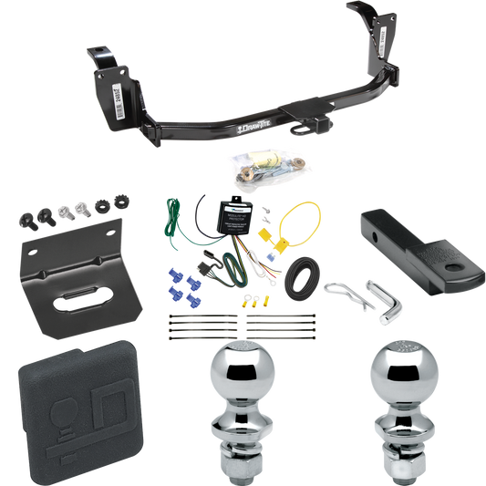 Fits 2013-2015 Honda Crosstour Trailer Hitch Tow PKG w/ 4-Flat Wiring Harness + Draw-Bar + 1-7/8" + 2" Ball + Wiring Bracket + Hitch Cover By Draw-Tite