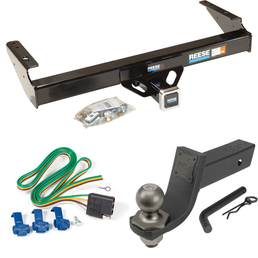 Fits 1971-1979 Dodge D100 Trailer Hitch Tow PKG w/ 4-Flat Wiring + Interlock Tactical Starter Kit w/ 3-1/4" Drop & 2" Ball By Reese Towpower