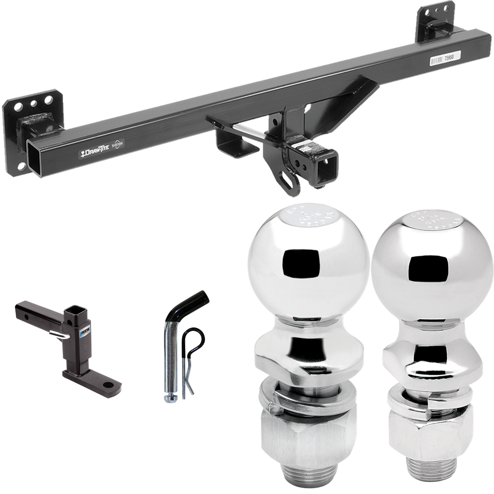 Fits 2007-2016 Audi Q7 Trailer Hitch Tow PKG w/ Adjustable Drop Rise Ball Mount + Pin/Clip + 2" Ball + 2-5/16" Ball By Draw-Tite