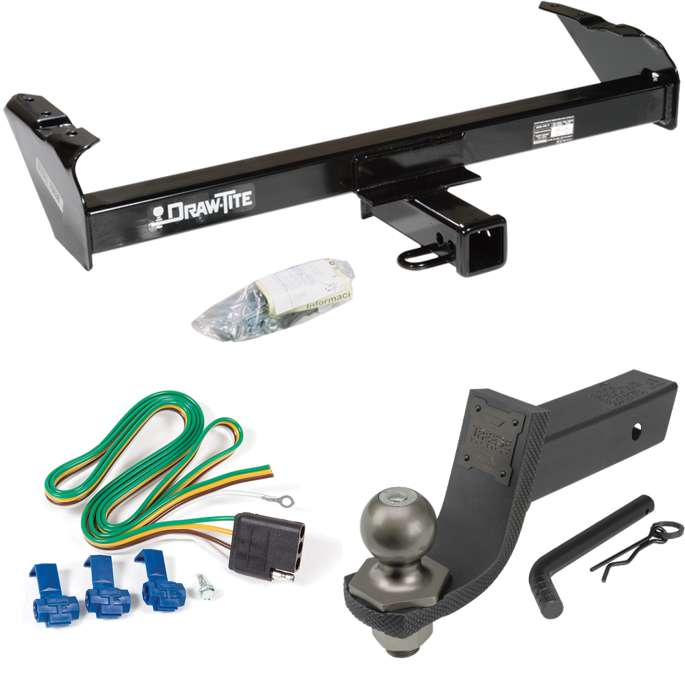 Fits 1981-1993 Dodge W250 Trailer Hitch Tow PKG w/ 4-Flat Wiring + Interlock Tactical Starter Kit w/ 3-1/4" Drop & 2" Ball By Draw-Tite