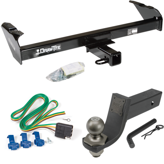 Fits 1981-1993 Dodge W250 Trailer Hitch Tow PKG w/ 4-Flat Wiring + Interlock Tactical Starter Kit w/ 3-1/4" Drop & 2" Ball By Draw-Tite