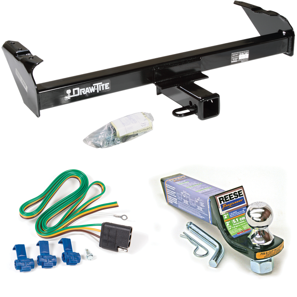 Fits 1978-1996 Ford Bronco Trailer Hitch Tow PKG w/ 4-Flat Wiring + Starter Kit Ball Mount w/ 2" Drop & 1-7/8" Ball By Draw-Tite