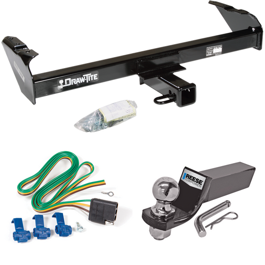 Fits 1980-1983 Ford F-100 Trailer Hitch Tow PKG w/ 4-Flat Wiring + Starter Kit Ball Mount w/ 2" Drop & 2" Ball (Excludes: w/Custom Fascia Models) By Draw-Tite