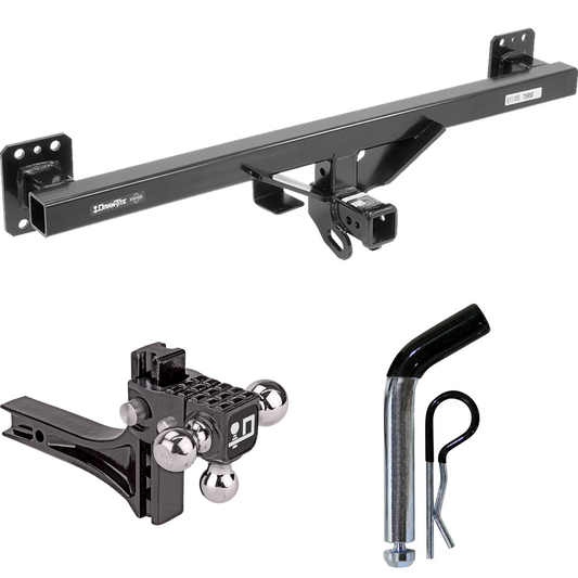 Se adapta al paquete de enganche de remolque Volkswagen Touareg 2011-2017 con soporte de bola triple de elevación de caída ajustable, bolas de remolque de 1-7/8" y 2" y 2-5/16" + pasador/clip de Draw-Tite