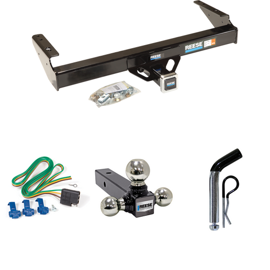 Fits 1971-1980 Dodge W200 Trailer Hitch Tow PKG w/ 4-Flat Wiring + Triple Ball Ball Mount 1-7/8" & 2" & 2-5/16" Trailer Balls + Pin/Clip By Reese Towpower