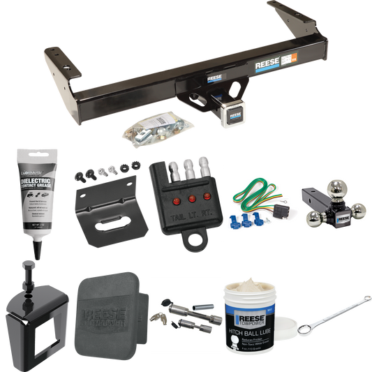 Fits 1981-1993 Dodge W250 Trailer Hitch Tow PKG w/ 4-Flat Wiring + Triple Ball Ball Mount 1-7/8" & 2" & 2-5/16" Trailer Balls + Wiring Bracket + Hitch Cover + Dual Hitch & Coupler Locks + Wiring Tester + Ball Lube + Electric Grease + Ball Wrench + An