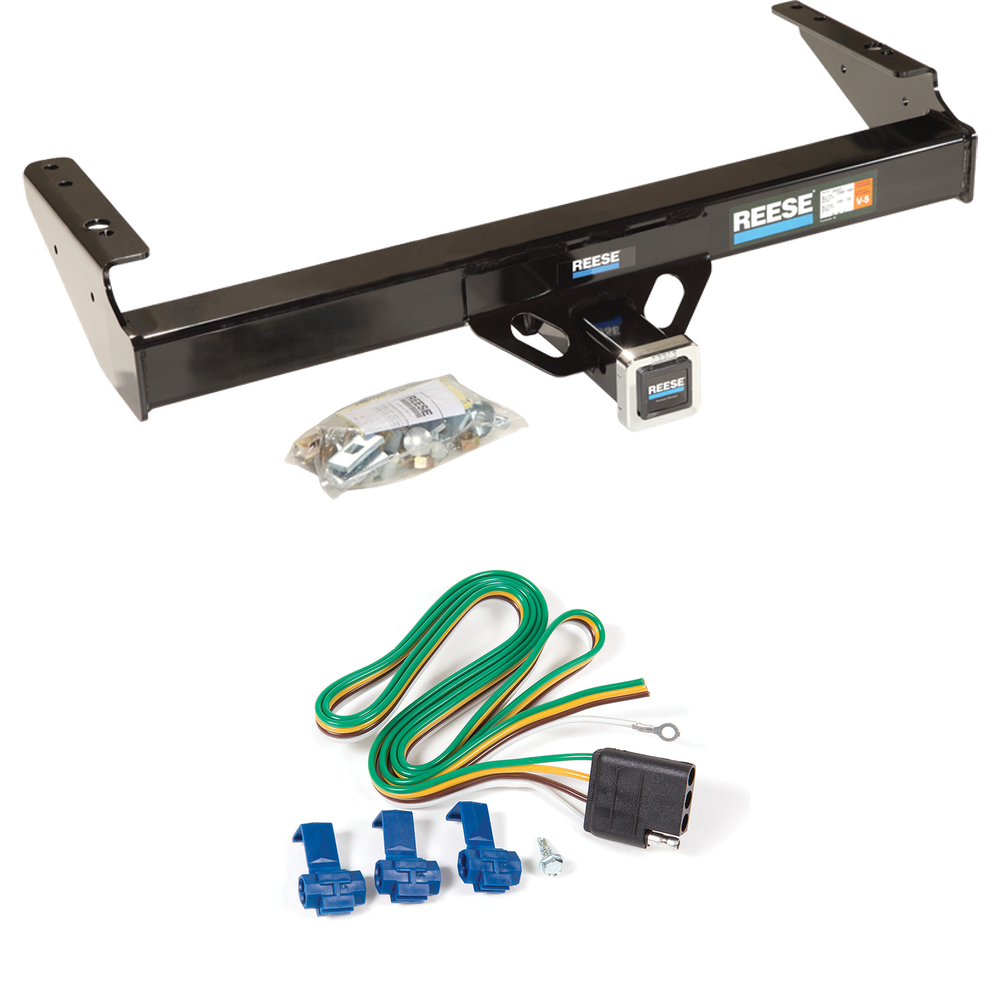 Fits 1986-1993 Dodge W350 Trailer Hitch Tow PKG w/ 4-Flat Wiring Harness By Reese Towpower