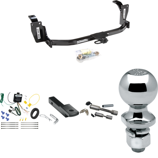 Fits 2013-2015 Honda Crosstour Trailer Hitch Tow PKG w/ 4-Flat Wiring Harness + Draw-Bar + 2" Ball + Dual Hitch & Coupler Locks By Draw-Tite