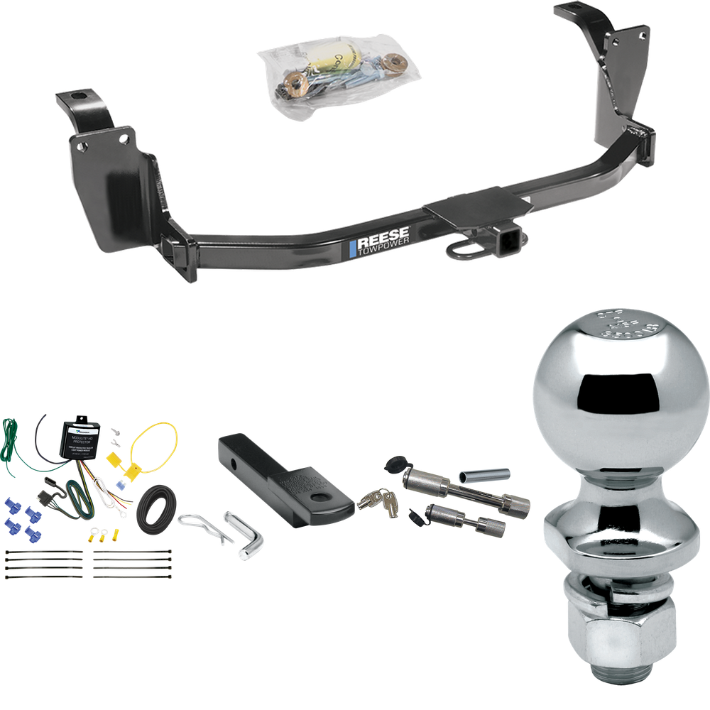 Fits 2013-2015 Honda Crosstour Trailer Hitch Tow PKG w/ 4-Flat Wiring Harness + Draw-Bar + 2" Ball + Dual Hitch & Coupler Locks By Reese Towpower