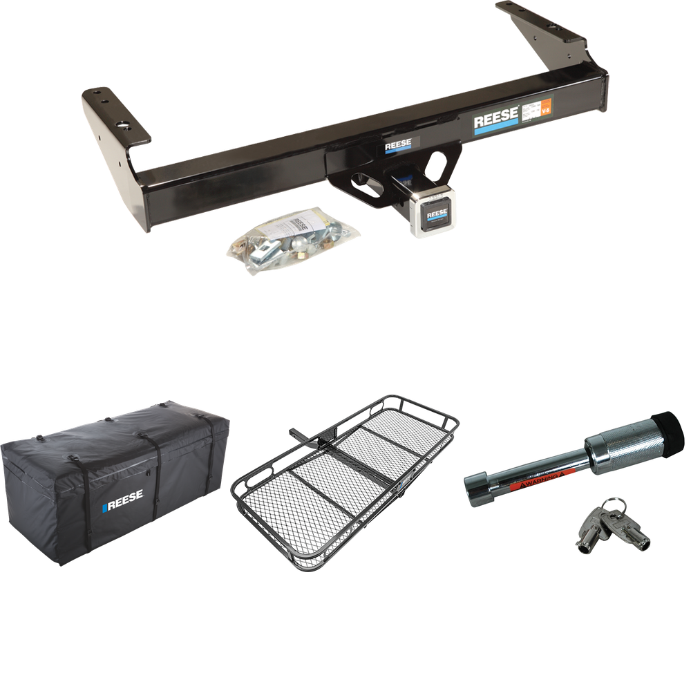 Fits 1987-1996 Ford F-250 Trailer Hitch Tow PKG w/ 60" x 24" Cargo Carrier + Cargo Bag + Hitch Lock By Reese Towpower