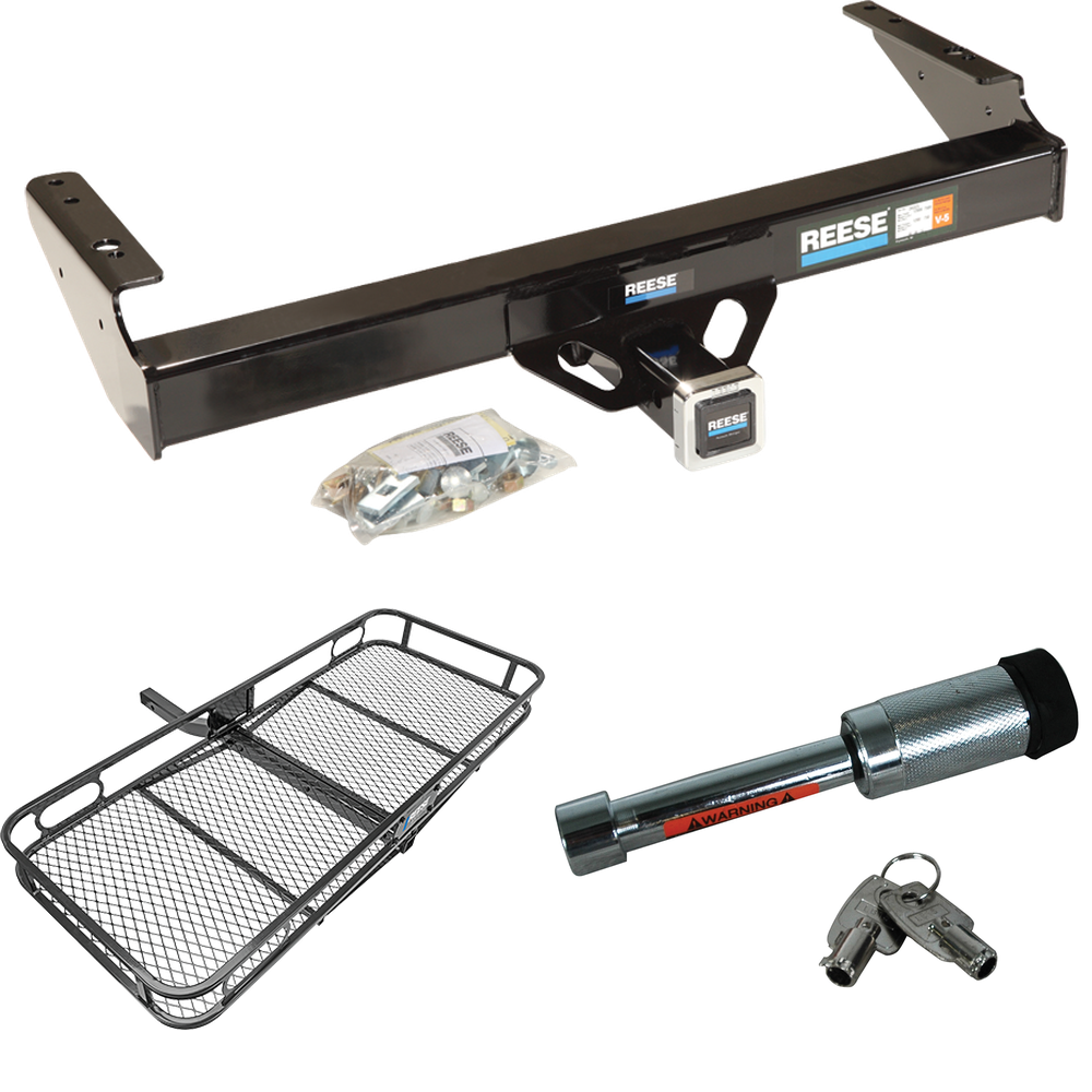 Fits 1986-1993 Dodge D250 Trailer Hitch Tow PKG w/ 60" x 24" Cargo Carrier + Hitch Lock By Reese Towpower