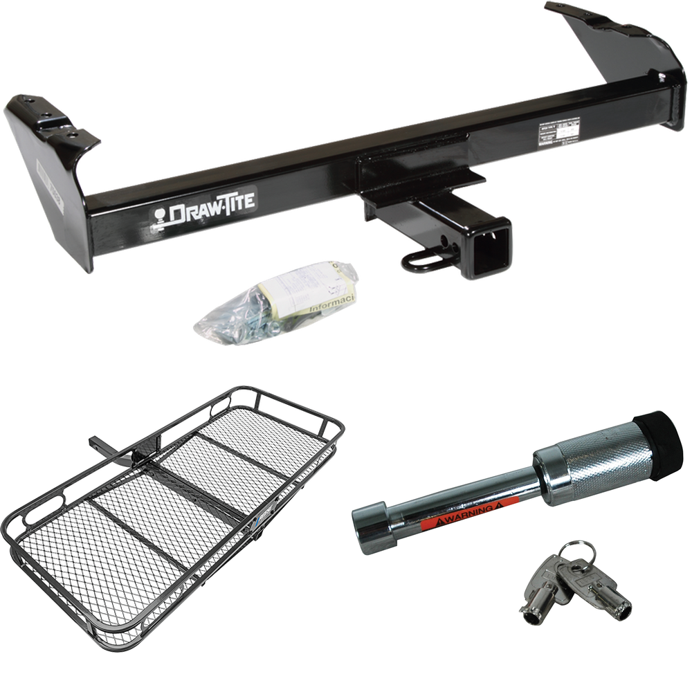 Fits 1968-1980 Dodge D200 Trailer Hitch Tow PKG w/ 60" x 24" Cargo Carrier + Hitch Lock By Draw-Tite