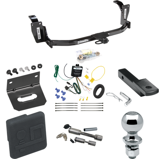 Fits 2013-2015 Honda Crosstour Trailer Hitch Tow PKG w/ 4-Flat Wiring Harness + Draw-Bar + 2" Ball + Wiring Bracket + Hitch Cover + Dual Hitch & Coupler Locks By Draw-Tite