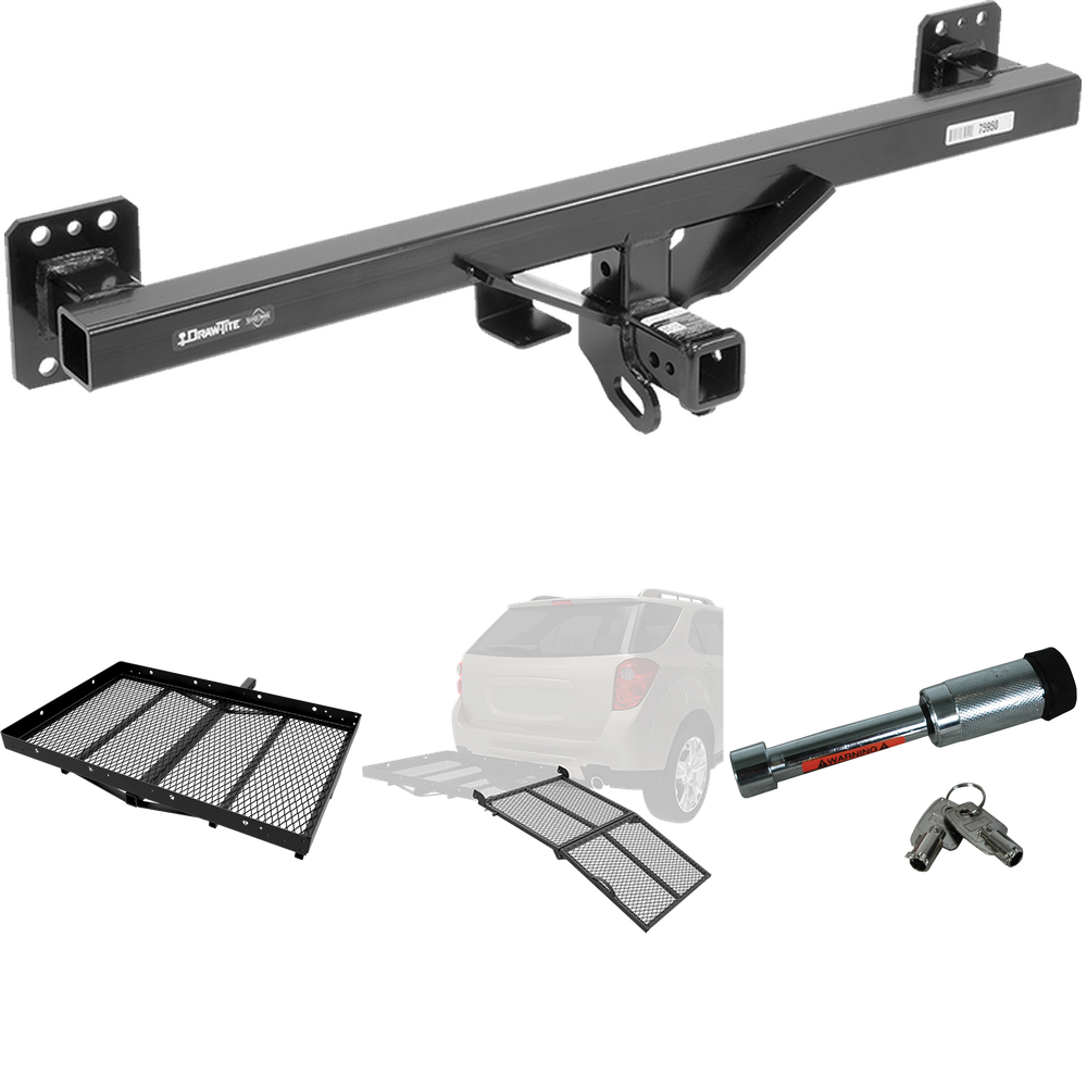 Fits 2007-2016 Audi Q7 Trailer Hitch Tow PKG w/ Cargo Carrier + Bi-Fold Ramp + Hitch Lock By Draw-Tite