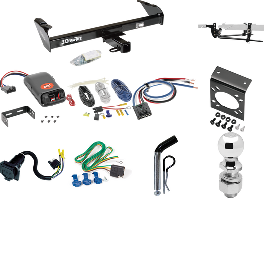 Fits 1967-1980 Dodge W200 Trailer Hitch Tow PKG w/ 8K Round Bar Weight Distribution Hitch w/ 2-5/16" Ball + 2" Ball + Pin/Clip + Pro Series POD Brake Control + Generic BC Wiring Adapter + 7-Way RV Wiring By Draw-Tite