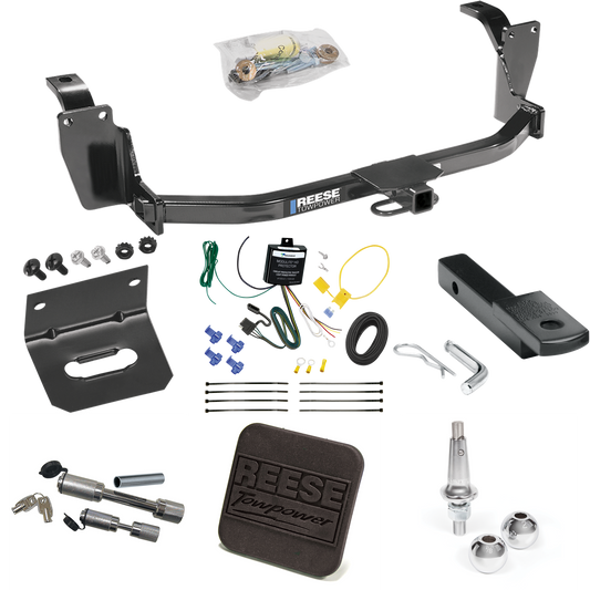 Fits 2013-2015 Honda Crosstour Trailer Hitch Tow PKG w/ 4-Flat Wiring Harness + Draw-Bar + Interchangeable 1-7/8" & 2" Balls + Wiring Bracket + Hitch Cover + Dual Hitch & Coupler Locks By Reese Towpower