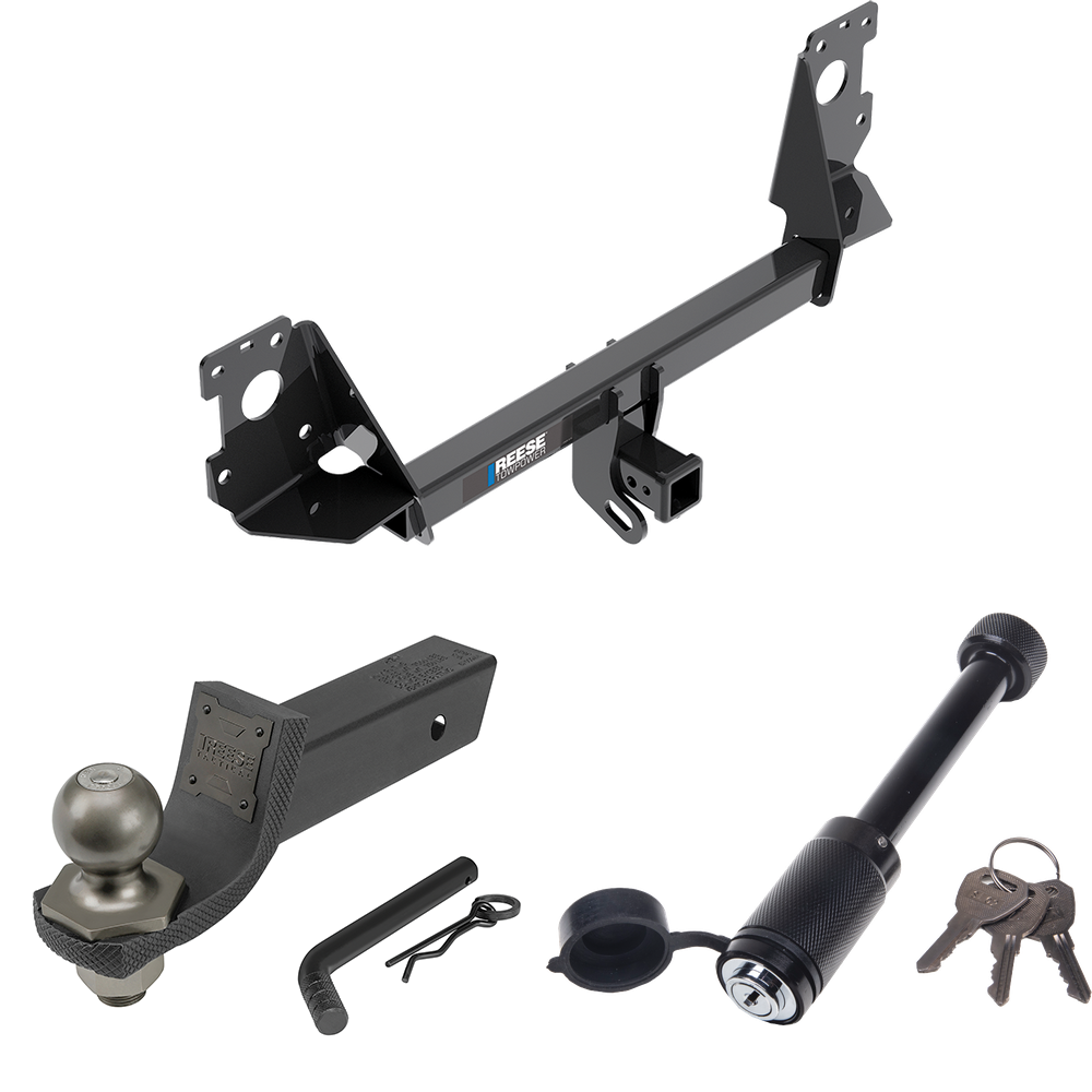 Fits 2017-2023 Audi Q7 Trailer Hitch Tow PKG + Interlock Tactical Starter Kit w/ 2" Drop & 2" Ball + Tactical Dogbone Lock By Reese Towpower