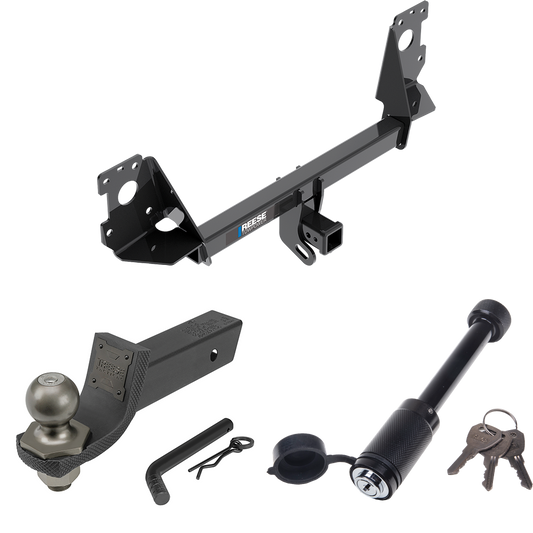 Fits 2017-2023 Audi Q7 Trailer Hitch Tow PKG + Interlock Tactical Starter Kit w/ 2" Drop & 2" Ball + Tactical Dogbone Lock By Reese Towpower