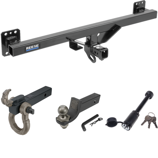 Fits 2007-2016 Audi Q7 Trailer Hitch Tow PKG + Interlock Tactical Starter Kit w/ 2" Drop & 2" Ball + Tactical Hook & Shackle Mount + Tactical Dogbone Lock By Reese Towpower