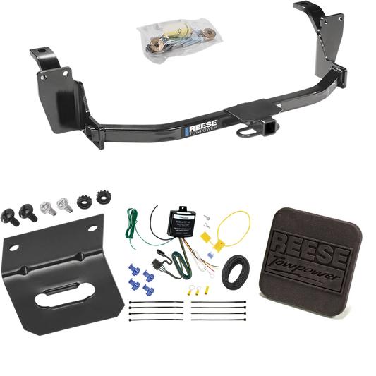 Se adapta al paquete de enganche de remolque Honda Crosstour 2013-2015 con arnés de cableado plano de 4 + cubierta de enganche de Reese Towpower