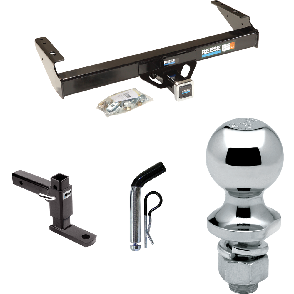 Fits 1986-1993 Dodge D250 Trailer Hitch Tow PKG w/ Adjustable Drop Rise Ball Mount + Pin/Clip + 1-7/8" Ball By Reese Towpower