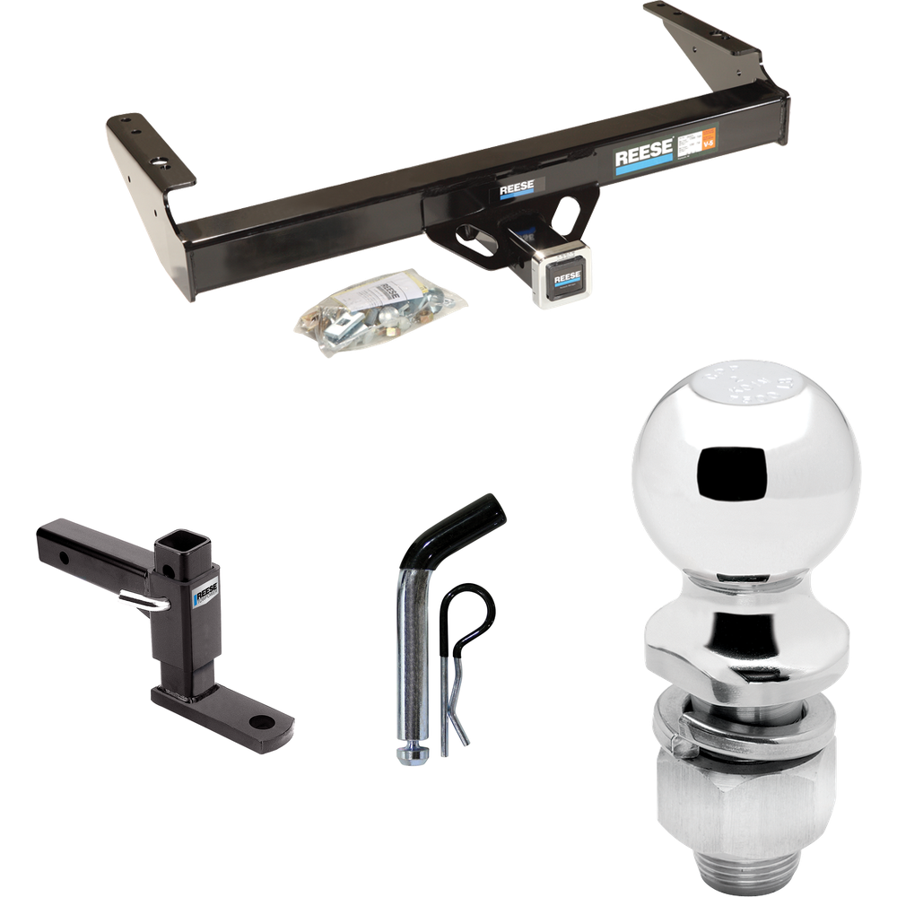 Fits 1980-1986 Ford F-250 Trailer Hitch Tow PKG w/ Adjustable Drop Rise Ball Mount + Pin/Clip + 2" Ball (Excludes: w/Custom Fascia Models) By Reese Towpower