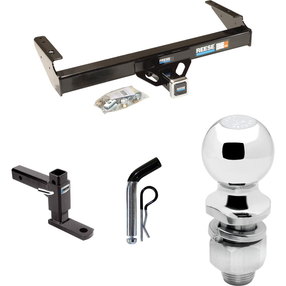 Fits 1971-1972 Dodge W300 Trailer Hitch Tow PKG w/ Adjustable Drop Rise Ball Mount + Pin/Clip + 2" Ball By Reese Towpower