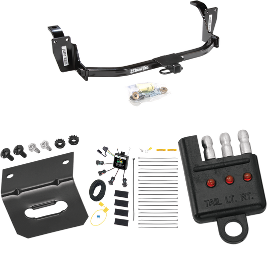 Fits 2013-2015 Honda Crosstour Trailer Hitch Tow PKG w/ 4-Flat Zero Contact "No Splice" Wiring Harness + Bracket + Tester By Draw-Tite