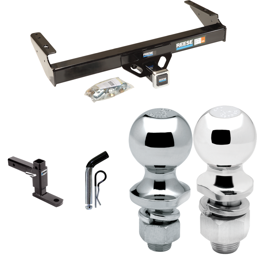 Fits 1981-1993 Dodge W250 Trailer Hitch Tow PKG w/ Adjustable Drop Rise Ball Mount + Pin/Clip + 2" Ball + 1-7/8" Ball By Reese Towpower