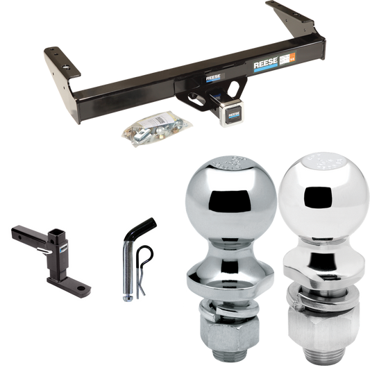 Fits 1981-1993 Dodge W250 Trailer Hitch Tow PKG w/ Adjustable Drop Rise Ball Mount + Pin/Clip + 2" Ball + 1-7/8" Ball By Reese Towpower