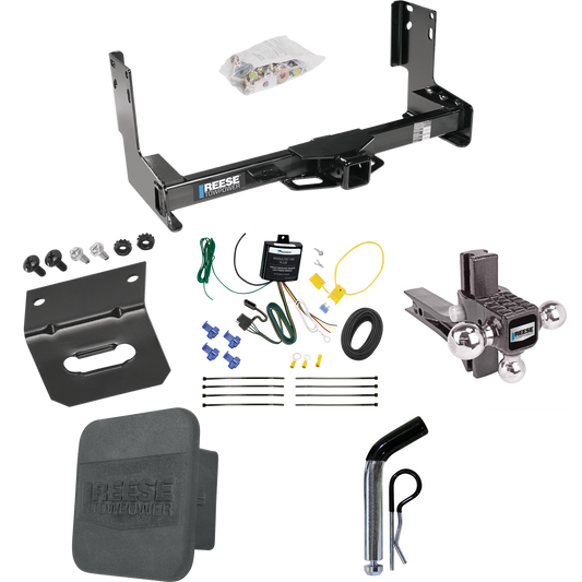 Fits 2022-2023 Mercedes-Benz Sprinter 2500 Trailer Hitch Tow PKG w/ 4-Flat Wiring + Adjustable Drop Rise Triple Ball Ball Mount 1-7/8" & 2" & 2-5/16" Trailer Balls + Pin/Clip + Wiring Bracket + Hitch Cover (Excludes: w/Factory Step Bumper Models) By