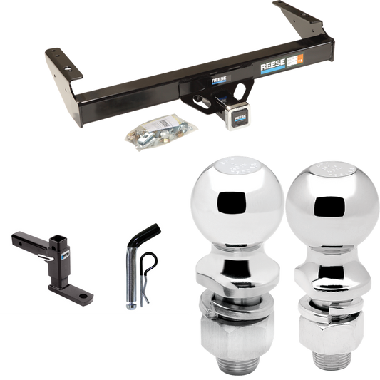 Fits 1986-1989 Dodge D100 Trailer Hitch Tow PKG w/ Adjustable Drop Rise Ball Mount + Pin/Clip + 2" Ball + 2-5/16" Ball By Reese Towpower