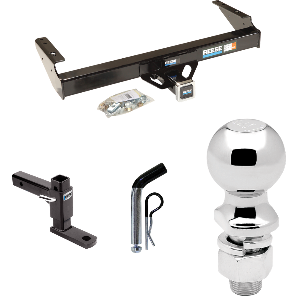 Fits 1986-1993 Dodge D350 Trailer Hitch Tow PKG w/ Adjustable Drop Rise Ball Mount + Pin/Clip + 2-5/16" Ball By Reese Towpower