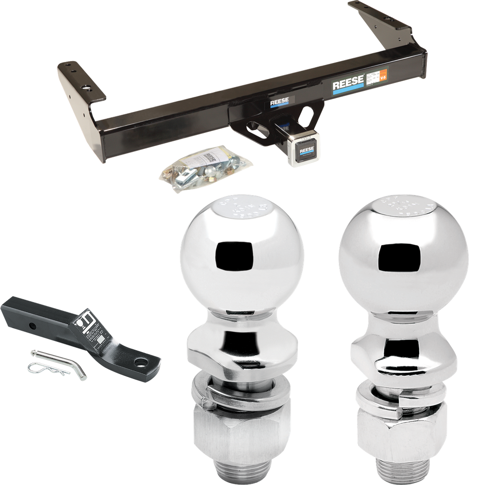 Fits 1986-1993 Dodge D250 Trailer Hitch Tow PKG w/ Ball Mount w/ 2" Drop + 2" Ball + 2-5/16" Ball By Reese Towpower