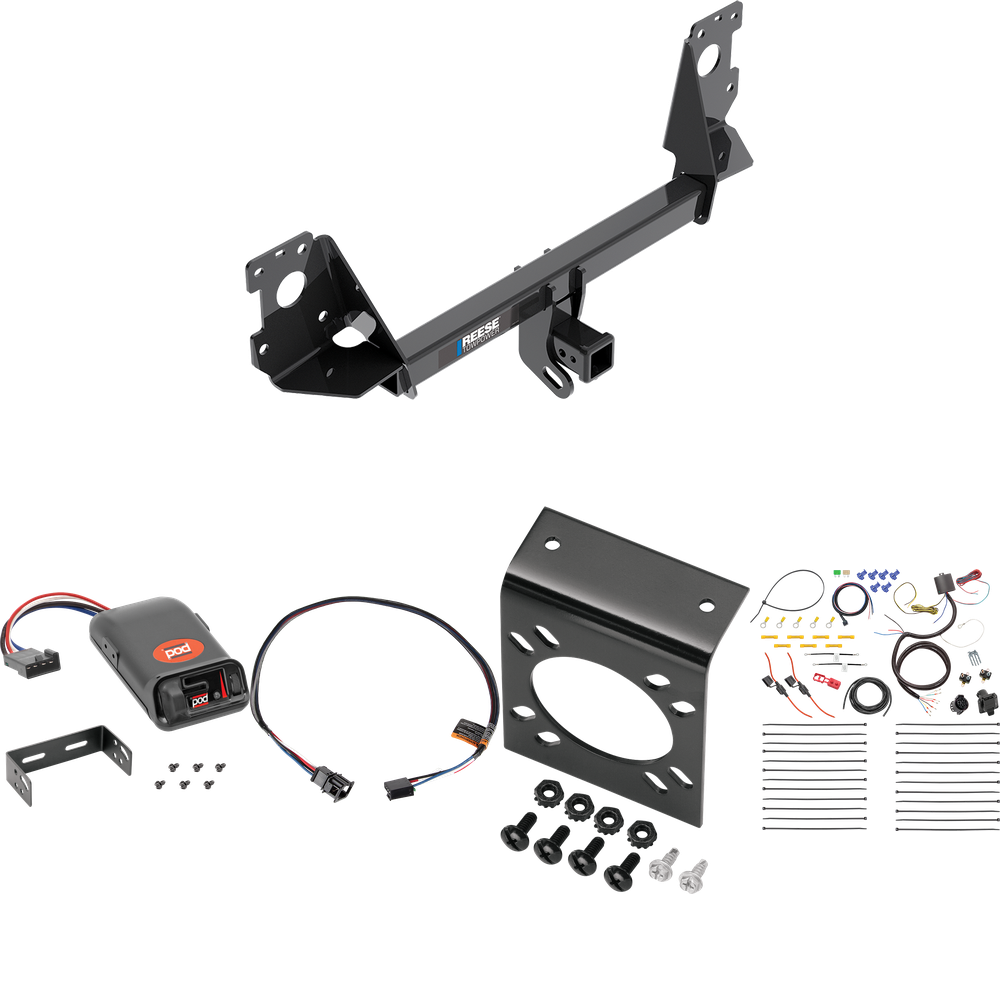 Se adapta al paquete de enganche de remolque Audi Q7 2017-2023 con control de freno POD Pro Series + adaptador BC Plug &amp; Play + cableado RV de 7 vías de Reese Towpower