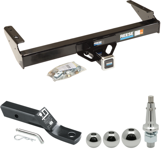 Fits 1986-1993 Dodge D250 Trailer Hitch Tow PKG w/ Ball Mount w/ 2" Drop + Interchangeable Ball 1-7/8" & 2" & 2-5/16" By Reese Towpower