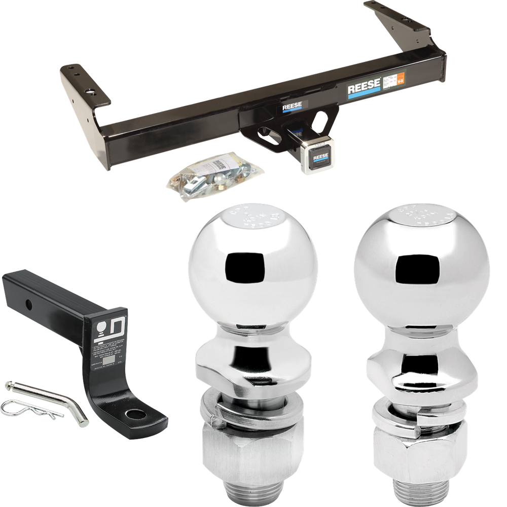 Fits 1986-1989 Dodge D100 Trailer Hitch Tow PKG w/ Ball Mount w/ 4" Drop + 2" Ball + 2-5/16" Ball By Reese Towpower