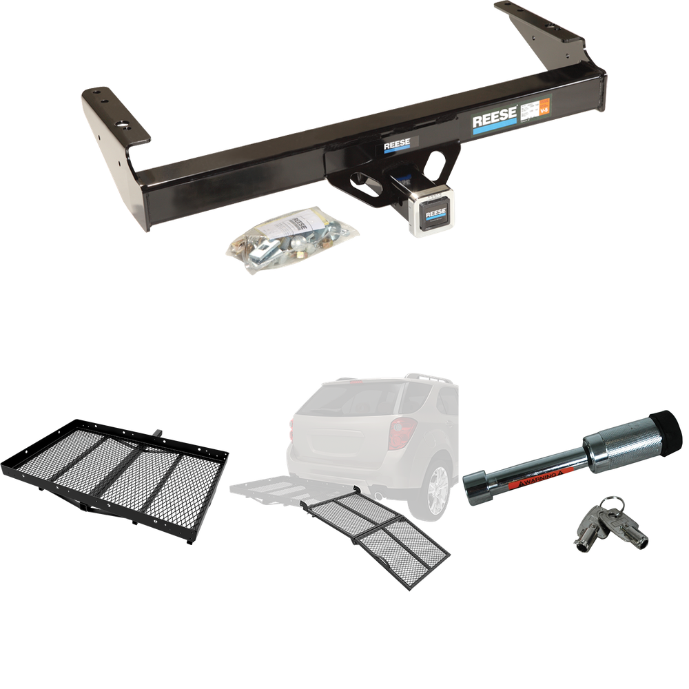 Fits 1987-1996 Ford F-250 Trailer Hitch Tow PKG w/ Cargo Carrier + Bi-Fold Ramp + Hitch Lock By Reese Towpower