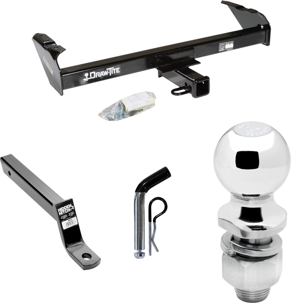 Fits 1967-1980 Dodge W300 Trailer Hitch Tow PKG w/ Extended 16" Long Ball Mount w/ 4" Drop + Pin/Clip + 2" Ball By Draw-Tite