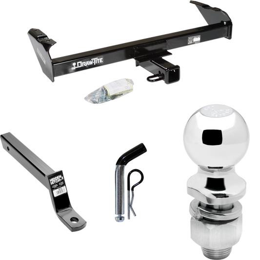 Fits 1967-1980 Dodge W300 Trailer Hitch Tow PKG w/ Extended 16" Long Ball Mount w/ 4" Drop + Pin/Clip + 2" Ball By Draw-Tite