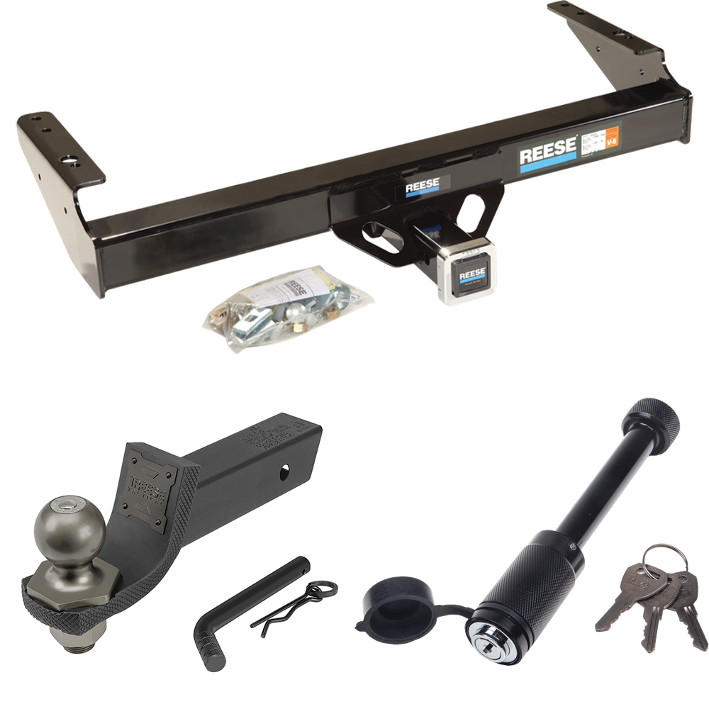 Fits 1971-1979 Dodge D100 Trailer Hitch Tow PKG + Interlock Tactical Starter Kit w/ 2" Drop & 2" Ball + Tactical Dogbone Lock By Reese Towpower